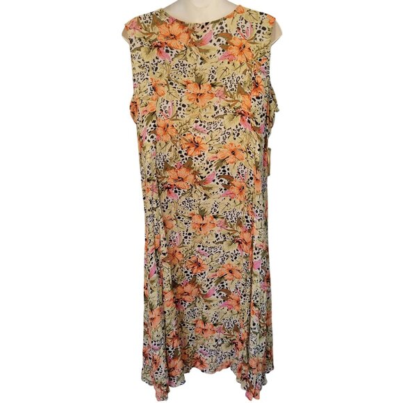 Woman Within 2X Sleeveless V Neck Dress Animal Floral Print Lightweight Rayon Su - Picture 4 of 4